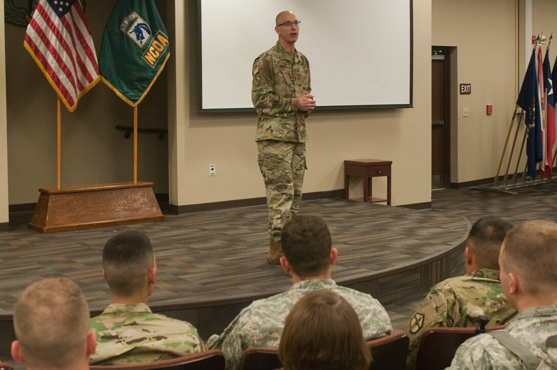 The 2016 competitors for the U.S. Army Reserve Best Warrior Competition attend briefing led by Sgt. Maj. Paul J. Klikas, the training and operations sergeant major of the U.S. Army Reserve, at Fort Bragg, N.C. May 2. This year’s Best Warrior Competition will determine the top noncommissioned officer and junior enlisted Soldier who will represent the U.S. Army Reserve in the Department of the Army Best Warrior Competition later this year at Fort A.P. Hill Va. (U.S. Army photo by Spc. Tynisha Daniel) (Released)