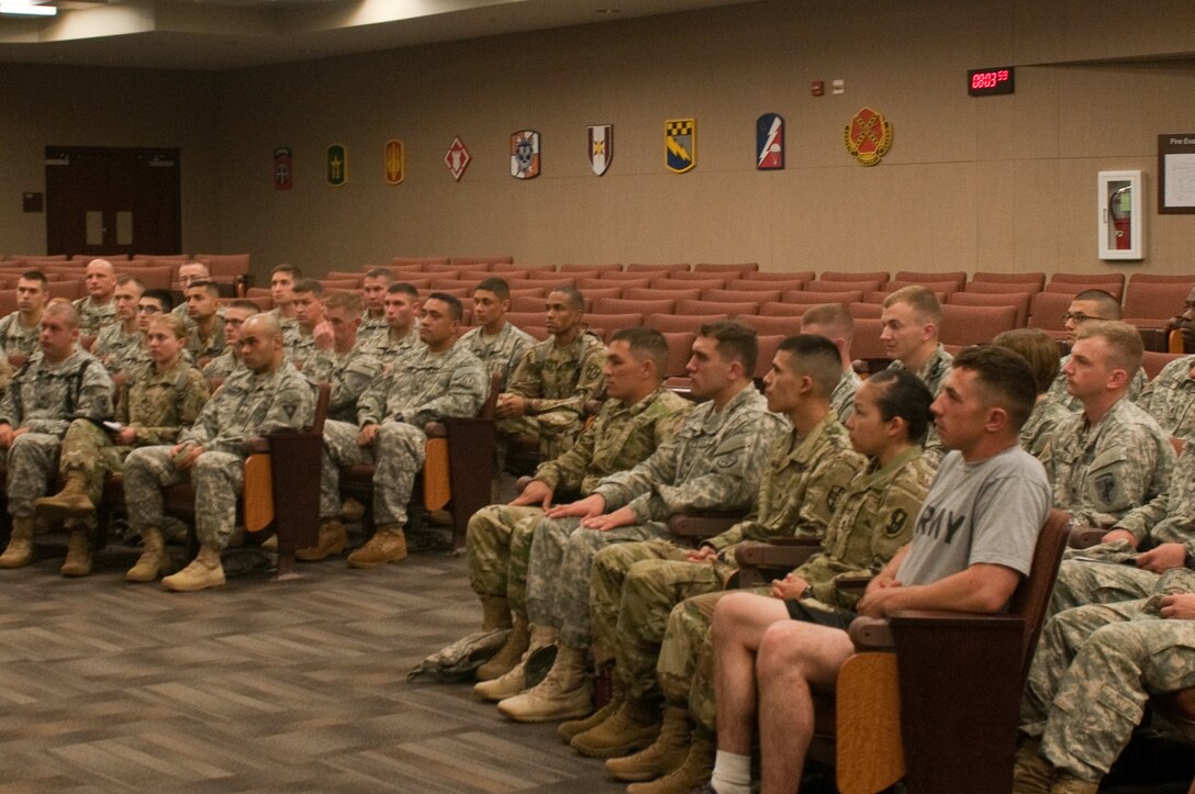 The 2016 competitors for the U.S. Army Reserve Best Warrior Competition attend briefing led by Sgt. Maj. Paul J. Klikas, the training and operations sergeant major of the U.S. Army Reserve, at Fort Bragg, N.C. May 2. This year’s Best Warrior Competition will determine the top noncommissioned officer and junior enlisted Soldier who will represent the U.S. Army Reserve in the Department of the Army Best Warrior Competition later this year at Fort A.P. Hill Va. (U.S. Army photo by Spc. Tynisha Daniel) (Released)