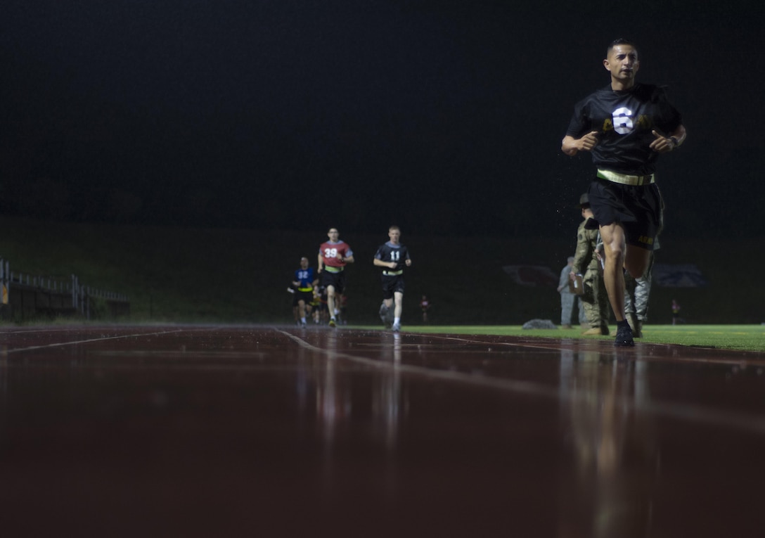 Soldiers began a rainy, first full day of competition at the 2016 U.S. Army Reserve Best Warrior Competition with the Army Physical Fitness Test at Hendrick Stadium on Fort Bragg, N.C., May 3. This year’s Best Warrior Competition will determine the top noncommissioned officer and junior enlisted Soldier who will represent the U.S. Army Reserve in the Department of the Army Best Warrior Competition later this year at Fort A.P. Hill, Va.  (U.S. Army photo Sgt. 1st Class Brian Hamilton/released)