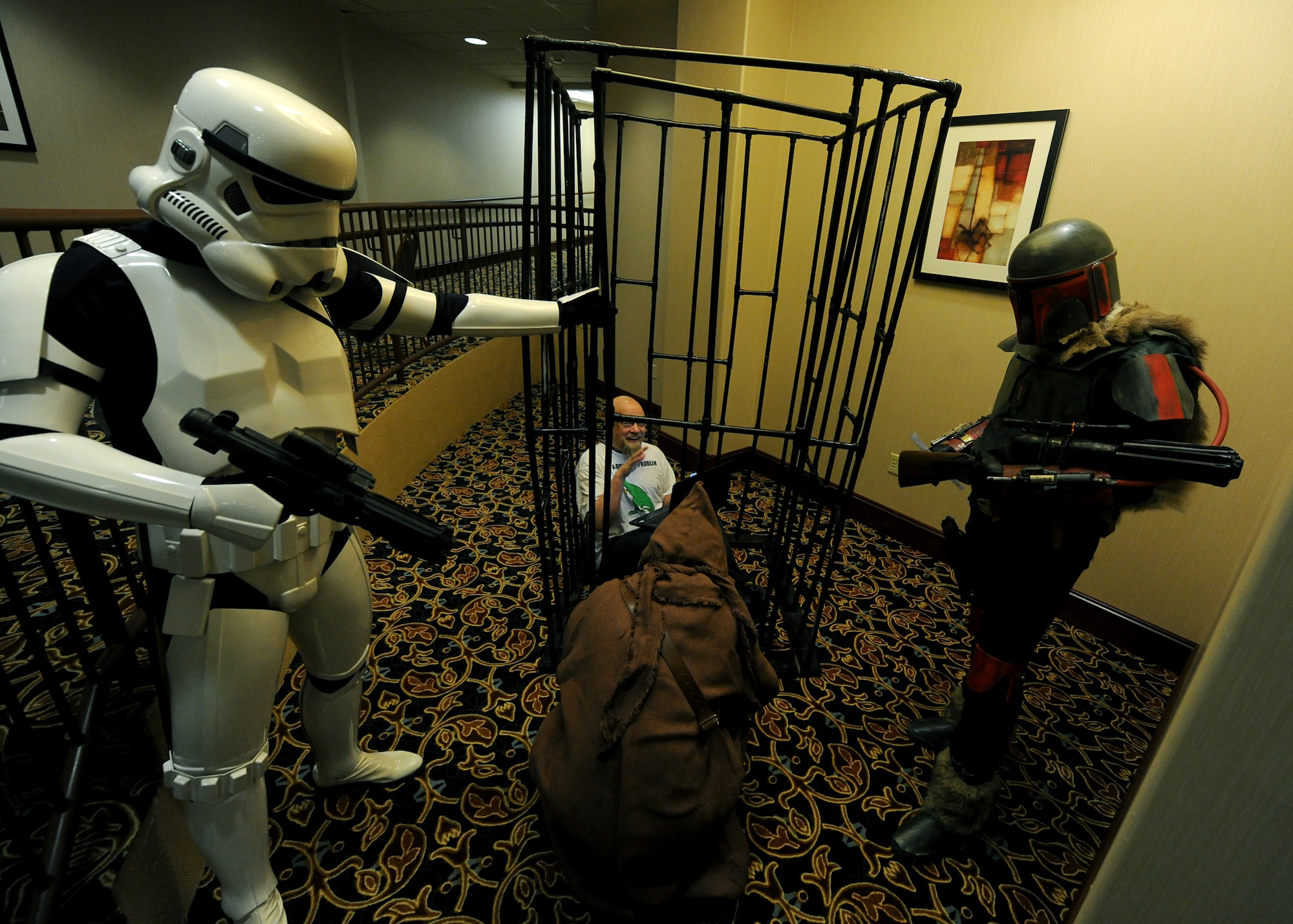 Several members from the local community dressed up in pop culture costumes at iMagicon at Minot, N.D. Apr. 23, 2016. iMagicon is a comic book convention that showcases local filmmakers, local businesses and promotes anything pop culture, several Airmen from Minot Air Force Base volunteered during the 3 day event. (U.S. Air Force photo by Staff Sgt. Chad Trujillo)
