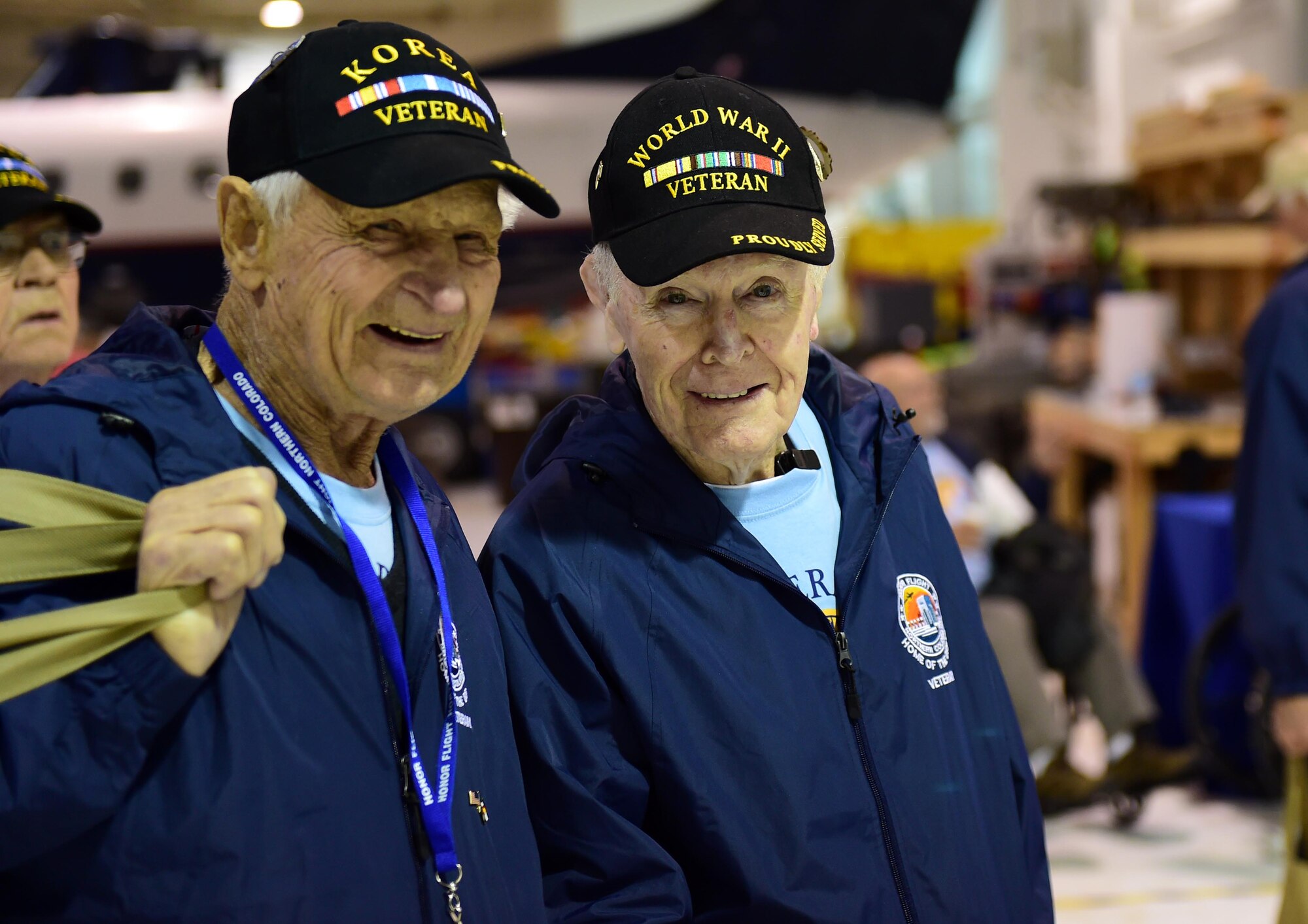 Approximately 120 veterans and their guardians returned from Washington D.C. May 2, 2016, at Signature Flight Support DEN. The Northern Colorado Honor Flight program is a non-profit organization created to honor America’s veterans for all their sacrifices by providing a flight to the nation’s capital to tour various monuments. (U.S. Air Force photo by Airman 1st Class Gabrielle Spradling/Released)