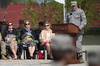 Air Force Gen. Philip M. Breedlove, outgoing commander of U.S. European Command, addresses the audience during the change-of-command ceremony in Stuttgart, Germany, May 3, 2016. DoD photo by D. Myles Cullen