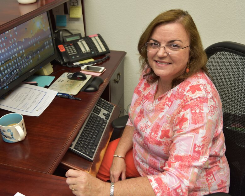 It’s Public Service Recognition Week, and the 403rd Wing at Keesler Air Force Base, Mississippi, thanks it’s civil service employees such as Wanda Bowman, secretary to the wing commander, for their service.  Bowman has been with the wing for 20 years and has been a federal civil service employee for 33.5 years. Public Service Recognition Week has been celebrated during the first full week of May since 1985 and honors the men and women who serve our nation as federal, state, county and local government employees. The national theme this year is “Honoring our Public Servants. Connecting Citizens with Their Government.”  (U.S. Air Force photo/Maj. Marnee A.C. Losurdo)