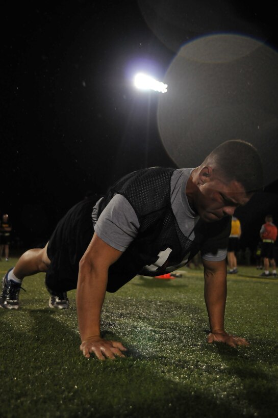 Staff Sgt. John Cummings, representing the 335th Signal Command (Theater), competes in the push-up event for the Army Physical Fitness Test at the 2016 U.S. Army Reserve Best Warrior Competition at Fort Bragg, N.C. May 3. This year’s Best Warrior Competition will determine the top noncommissioned officer and junior enlisted Soldier who will represent the U.S. Army Reserve in the Department of the Army Best Warrior Competition later this year at Fort A.P. Hill, Va. (U.S. Army photo by Sgt. Stephanie A. Hargett)