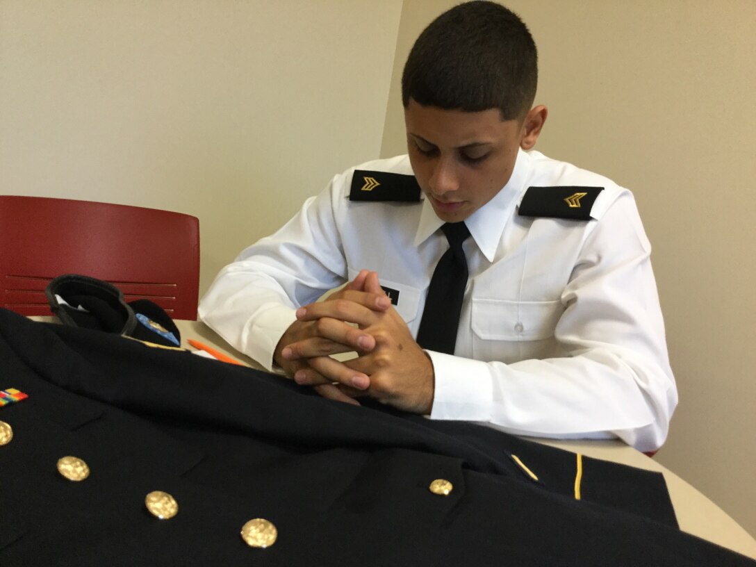 Sgt. Standrich Grannell, representing the 1st Mission Support Command, studies before his Noncommissioned Officer Appearance Board at the 2016 U.S. Army Reserve Best Warrior Competition, May 3, at the NCO Academy at Fort Bragg, N.C. Thirty-nine Warriors, representing the 198,000 men and women serving in the U.S. Army Reserve are competing this week for the title of NCO and Soldier of the Year. The winner in each category will represent the U.S. Army Reserve at the Army Best Warrior later this year at Fort A.P. Hill, Va. (U.S. Army photo by Timothy L. Hale) (Released)