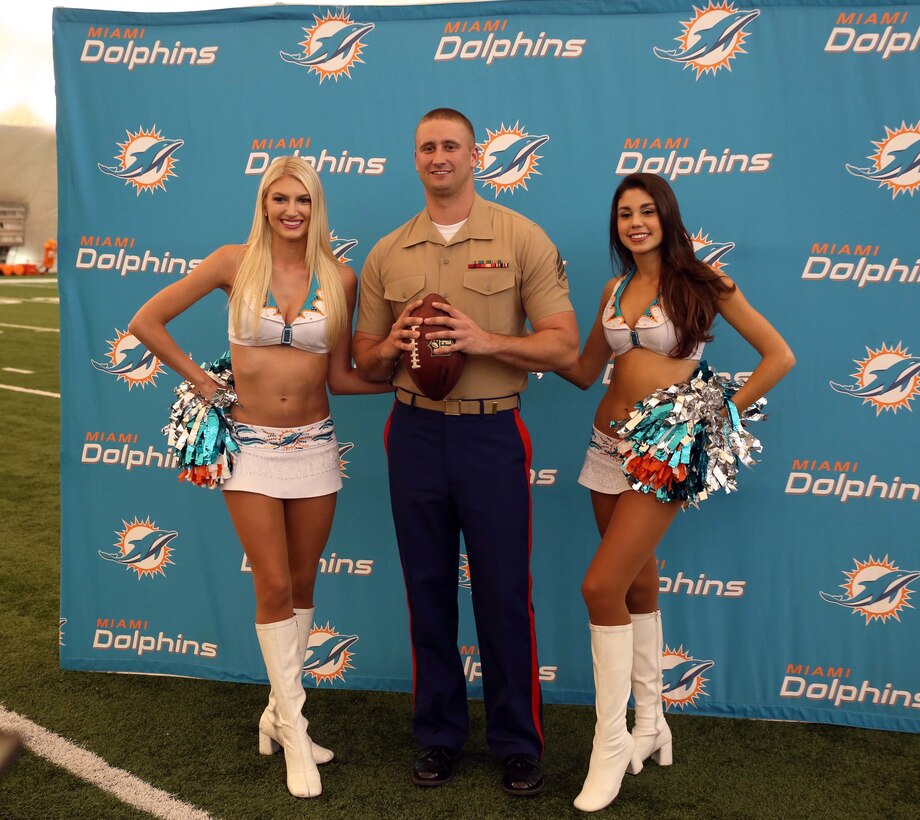 Marines and Sailors attend a tour of the Miami Dolphins Training Center during Fleet Week Port Everglades, Fort Lauderdale, Fla., May 3, 2016. The event took place as a part of Fleet Week Port Everglades which lasts from May 2-8, and will give the community of South Florida the opportunity to interact with the Marines and Sailors from several fleet ships as well as see up-close and personal some of the capabilities and equipment the Marine Corps employs. (U.S. Marine Corps photo by Lance Cpl. Brianna Gaudi/Released.)