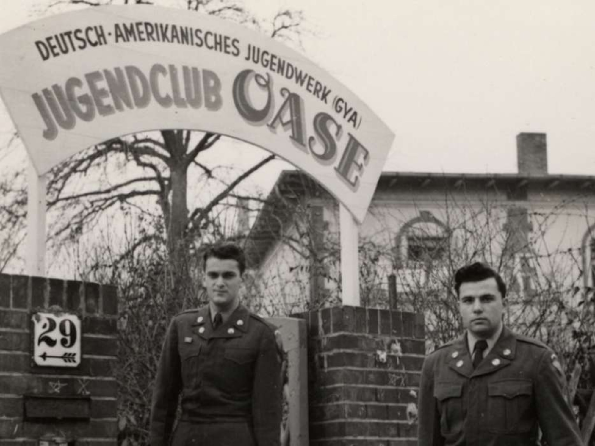 Bob Behr, right, and another American Soldier pose outside of the German-American Youth Club in Germany. Following his liberation in 1945, Behr, a Holocaust survivor, would eventually immigrate to the U.S., where he enlisted in the Army, and later worked for the Air Force as a civilian in the intelligence field for more than 35 years. (Photo courtesy/U.S. Holocaust Memorial Museum)