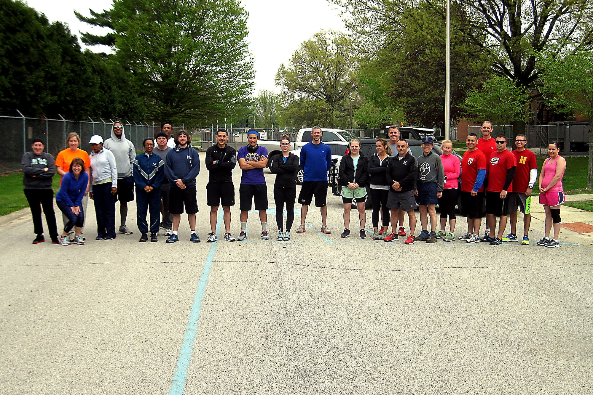 Participants gather at the 2016 Plastic Egg Run starting line April 27, 2016 at Grissom Air Reserve Base, Ind. At various intervals during the 5K run teams had to stop and select a plastic egg which contained a challenge to complete before moving on to the next station. (U.S. Air Force photo/Senior Airman Dakota Bergl)