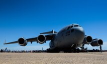 A C-17 Globemaster III is on display during the 2016 Defenders of Liberty Airshow at Barksdale Air Force Base, La., April 30.  The inherent flexibility of the C-17 allows it to fulfill the worldwide air mobility requirements of the U.S. through rapid strategic delivery of troops and cargo. (U.S. Air Force photo/Airman 1st Class Curt Beach)