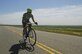 Staff Sgt. Andrew Bergdorf, 9th Civil Engineer Squadron power production supervisor, rides his road bike on Beale Air Force Base, California, April 19, 2016. Bergdorf has been selected to compete in the Department of Defense Wounded Warrior Games which will take place at the U.S. Military Academy in West Point, New York, June 14-22, 2016. (U.S. Air Force photo by Senior Airman Michael J. Hunsaker) 