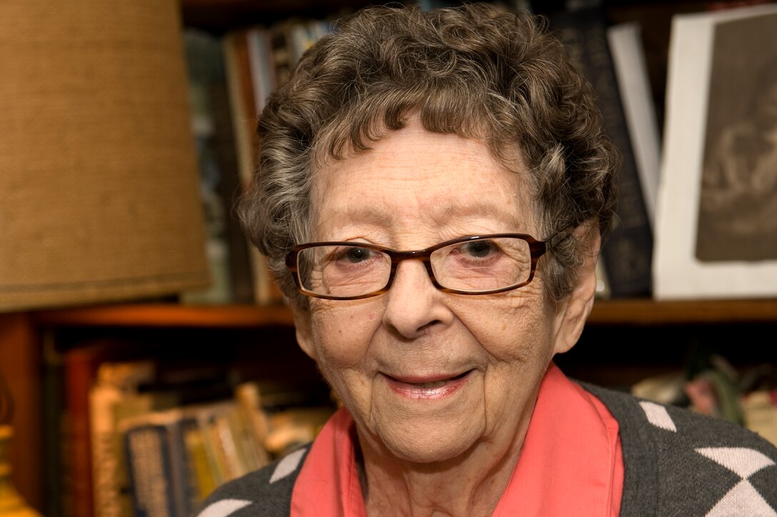 Kitty Saks, a Holocaust survivor, shared her experience as a hidden child survivor during the Holocaust at a Remembrance Ceremony at Langley Air Force Base, Va., April 29, 2016. Saks survived by hiding in a convent under the pseudonym Rosette Nizolle during the Nazi persecution of Jewish citizens. (U.S. Air Force photo by Airman 1st Class Kaylee Dubois)