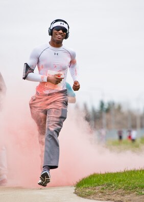 The 5th Medical Group and Health and Wellness Center hosted its third annual 5k/10k Meltdown Color Fun Run on Minot Air Force Base, N.D., April 27, 2016. Approximately 175 runners participated in the event which was held to raise awareness for sexual assault, alcohol awareness and child abuse prevention. Color run T-shirt sales raised over $300 which will be used to support the Sexual Assault Prevention and Response program, Alcohol and Drug Abuse Prevention and Treatment program and the Family Advocacy Program. (U.S. Air Force photo/Airman 1st Class J.T. Armstrong