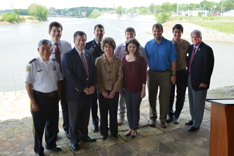 The U. S.  Army Corps of Engineers Nashville District and the city of Clarksville celebrated the completion of the Riverside Drive Stream Bank Stabilization Project today during a ceremony at Freedom Point in Liberty Park.  