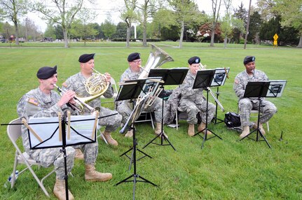 Members of the U.S. Army Reserve’s 78th Army Band provide music during a change of command ceremony for the U.S. Army Reserve’s 174th Infantry Brigade May 4 at Joint Base McGuire-Dix-Lakehurst, New Jersey.