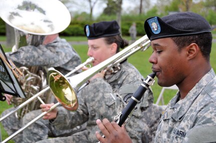 Members of the U.S. Army Reserve’s 78th Army Band provide music during a change of command ceremony for the U.S. Army Reserve’s 174th Infantry Brigade May 4 at Joint Base McGuire-Dix-Lakehurst, New Jersey.