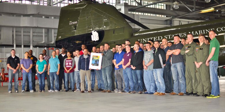 Marines attend the first Denim Day event on April 22 at the Marine Corps Air Facility. Marines wore denim blue jeans to take a stand against sexual assault during Sexual Assault Awareness Month.