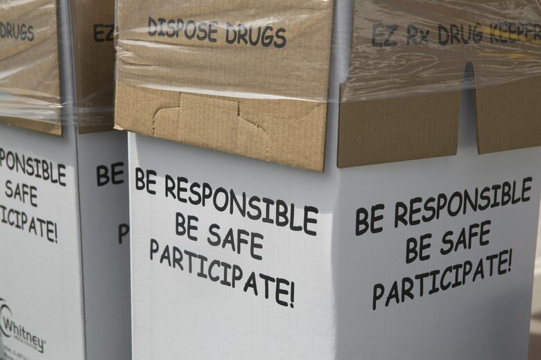 Combat Center patrons received the opportunity to properly dispose of their expired or unneeded prescription medications in sealable boxes during the Provost Marshal’s Office Prescription Drug Take Back held at the base exchange parking lot April 30, 2016. (Official Marine Corps photo by Cpl. Thomas Mudd/Released)