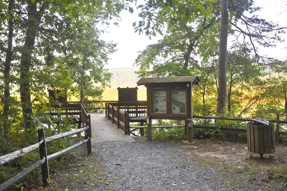 A large wildlife-viewing platform overlooks the Potomac River on the Northbank Trail aboard Marine Corps Base Quantico. It was built in 1992.