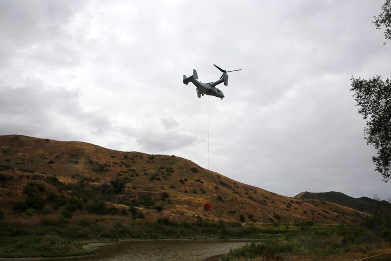 Camp Pendleton hosts the Wildland Firefighting Exercise 2016 at Las Pulgas Lake, May 5. The Wildland Firefighting Exercise 2016 combines elements of aviation and ground units from Camp Pendleton, 3rd Marine Air Wing, Navy Region Southwest, The California Department of Forestry and Fire Protection, and the San Diego's Sheriff's Department. (Marine Corps photo by Lance Cpl. Emmanuel Necoechea/RELEASED)