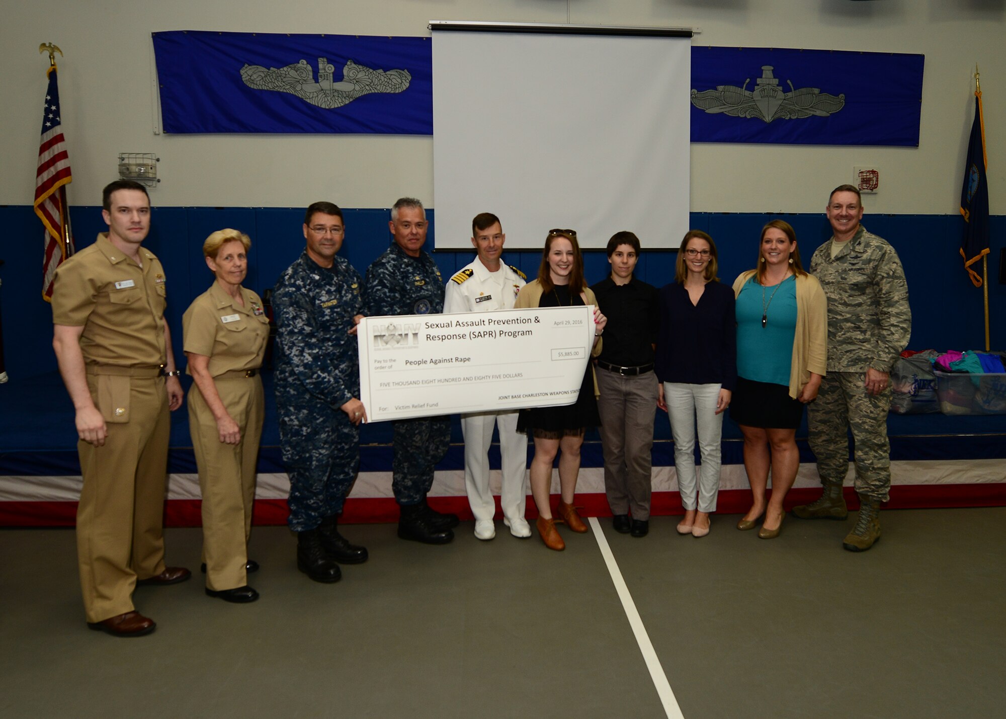 A Sexual Assault Prevention and Response luncheon and Awards ceremony was held at the Bowman center at the Navy Nuclear Power Training Command April 29, 2016. The ceremony was help in recognition of all the sailors and civilian that participated in the SAPR program on Joint Base Charleston - Naval Weapons Station. (U.S. Navy Photo by Mass Communication Specialist 1st Class Sean M. Stafford/Released)