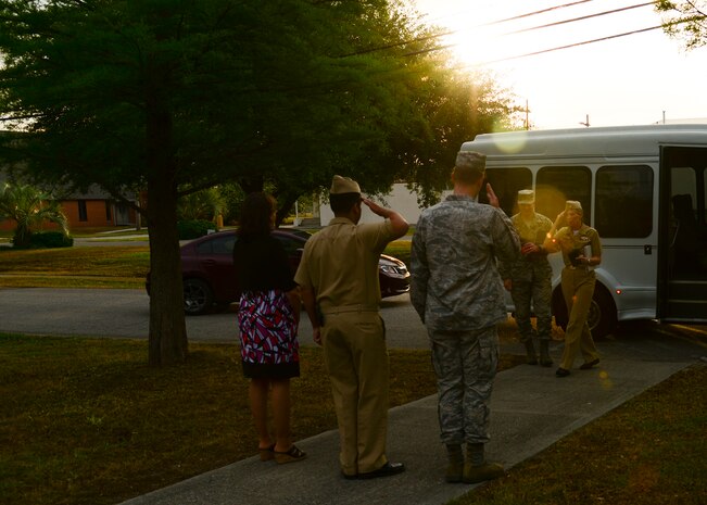 Rear Adm. Mary Jackson, Commander of Navy Region Southeast, visits Joint Base Charleston - Naval Weapons Station April 28, 2016. During the one-day tour, Jackson had the opportunity to visit various facilities that support the Joint  Base’s mission. (U.S. Navy Photo by Mass Communication Specialist 1st Class Sean M. Stafford/Released)