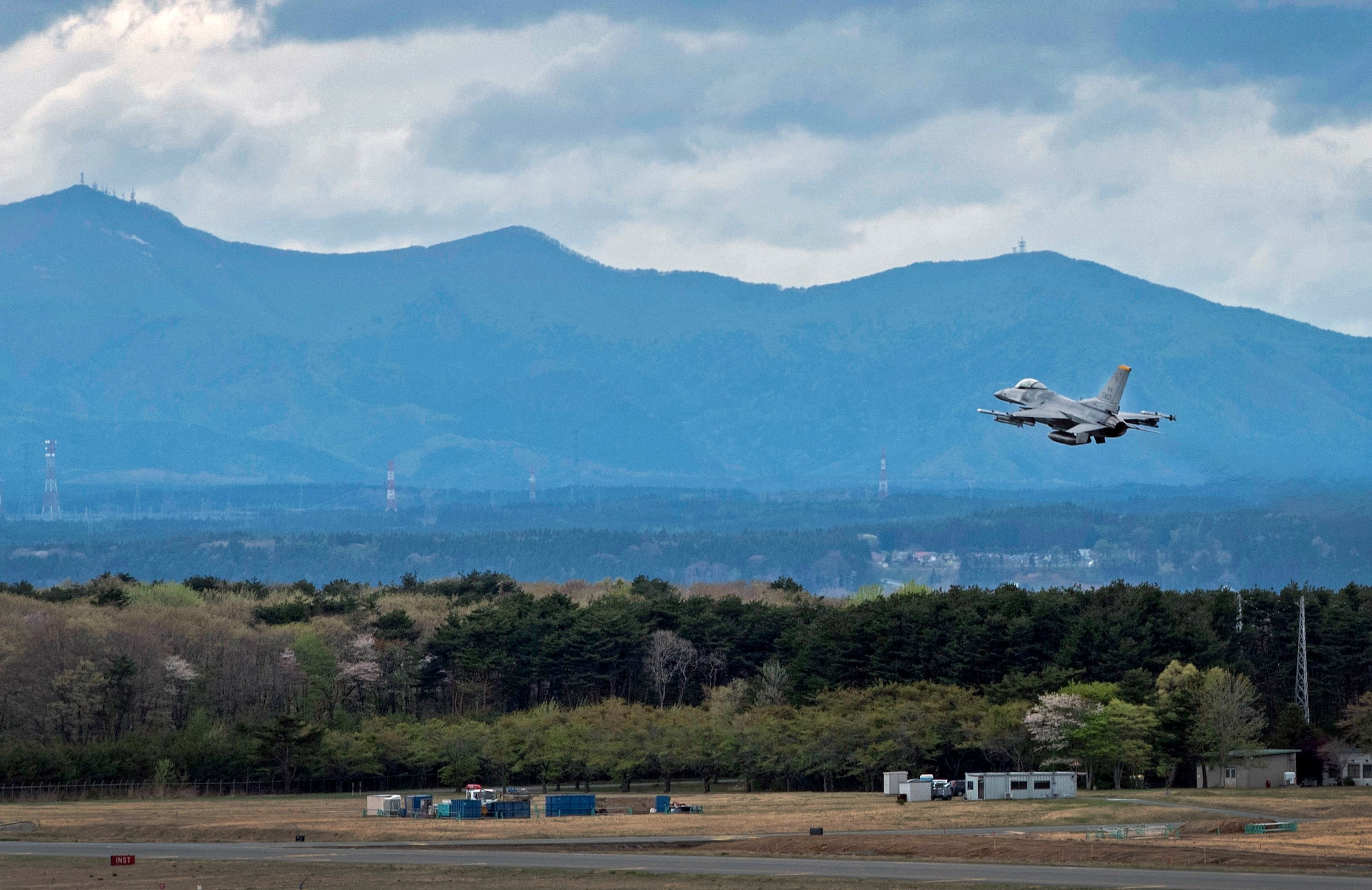 An F-16 Fighting Falcon takes off at Misawa Air Base, Japan, May 4, 2016. Misawa works alongside other bases throughout the Pacific Theater to provide agile combat support, while increasing the United States’ partnership between international allies. The wing’s capabilities are tested through training sorties ensuring pilots are prepared to fight tonight. (U.S. Air Force photo by Airman 1st Class Jordyn Fetter)