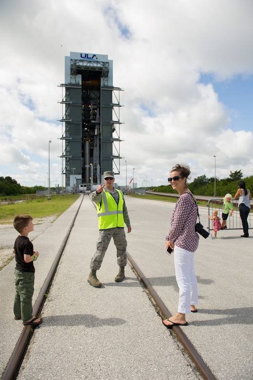 The 45th Space Wing hosted a rare opportunity for more than 2,500 family and friends to tour Cape Canaveral Air Force Station, Florida, April 23, 2016. Guests received an inside look at space launch operations here and landing facilities at the most active spaceport on the Eastern seaboard of the U.S. Guests of the 45th Space Wing members are critical to achieving 100 percent mission success at the World's Premier Gateway to Space. (U.S. Air Force photos/Benjamin Thacker) (Released)