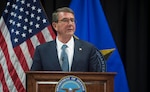 Secretary of Defense Ash Carter addresses the press after meeting with the defense ministers of countries that are making the most substantial contributions to the counter-ISIL fight at U.S. European Command Headquarters, May 4, 2016. (DoD photo by Navy Petty Officer 1st Class Tim D. Godbee)