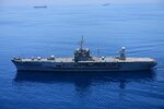 INDIAN OCEAN (March 31, 2016) - The U.S. 7th Fleet flagship USS Blue Ridge (LCC 19) steams in the Indian Ocean as she departs Colombo, Sri Lanka. Blue Ridge is currently on patrol in the 7th Fleet area of operations strengthening and fostering relationships within the Indo-Asia-Pacific. (U.S. Navy photo by Mass Communication Specialist 3rd Class Jordan KirkJohnson/ RELEASED)
