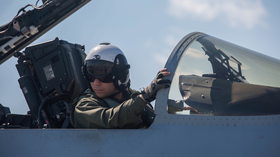 A pilot prepares to take off from the flightline at Marine Corps Air Station Beaufort,South Carolina, May 4,2016. Marine Fighter Attack Squadron 251 is participating in a Weapons Systems Evaluation Program at Tyndall Air Force Base, Florida, May 6-20,2016. The program gives pilots experience with flying against real aircraft outside a simulation. The real world training helps Marines be tactically proficient and prepared to deploy. 