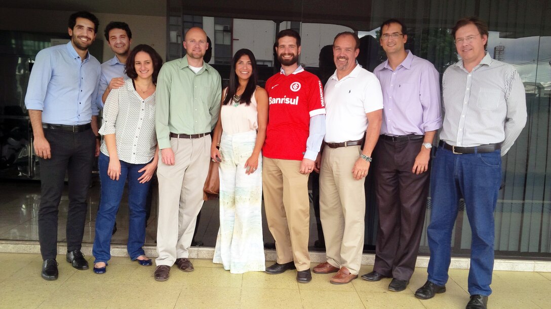 A team portrait taken in Brasilia shows members of Brazil’s Agência Nacional de Águas (National Water Agency) and U.S. Army Corps of Engineers experts, including Sacramento District’s Nick Applegate in April 2015.