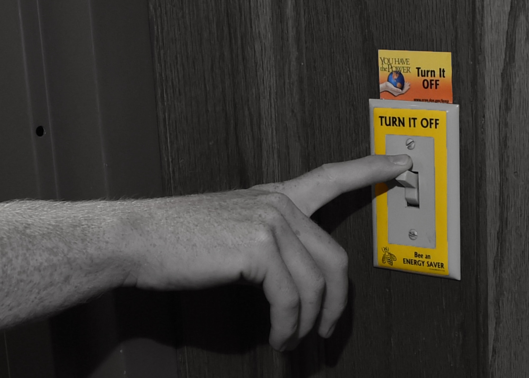 Altus Air Force Base is taking steps to be more environmentally friendly. Turning off the lights when you leave a room is an easy and effective way to save energy. (U.S. Air Force photo illustration by Airman 1st Class Kirby Turbak/Released) 