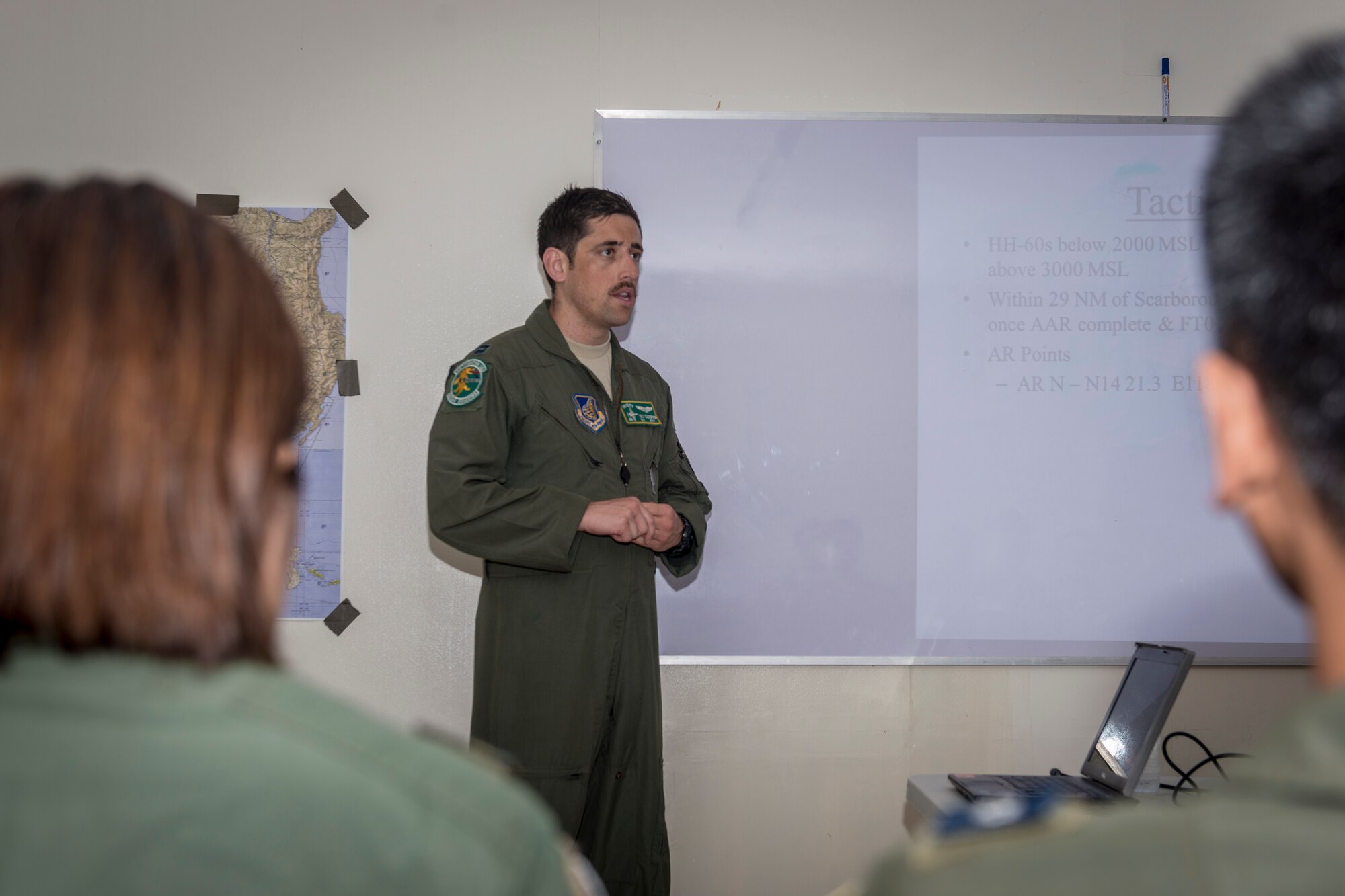U.S. Air Force Capt. Tilt Culpepper, an A-10C Thunderbolt II pilot with the 25th Fighter Squadron, Osan Air Base, Republic of Korea, briefs U.S. Philippine Air Force (PAF) aircrew members on the mission of the A-10 as part of U.S. Pacific Command’s Air Contingent at Clark Air Base, Philippines, April 28, 2016. The briefing afforded PAF aircrew members an opportunity to experience how U.S. Air Force aircrew members operate the airframe. The A-10C has a mission profile consistent with the air and maritime domain awareness operations U.S. Pacific Command’s Air Contingent is conducting out of the air base, as it is capable of loitering close to the surface for extended periods to allow for excellent visibility over land and sea domains. This bilateral engagement strengthened the already close partnership between U.S. and Philippine armed forces. (U.S. Air Force photo by Staff Sgt. Benjamin W. Stratton)
