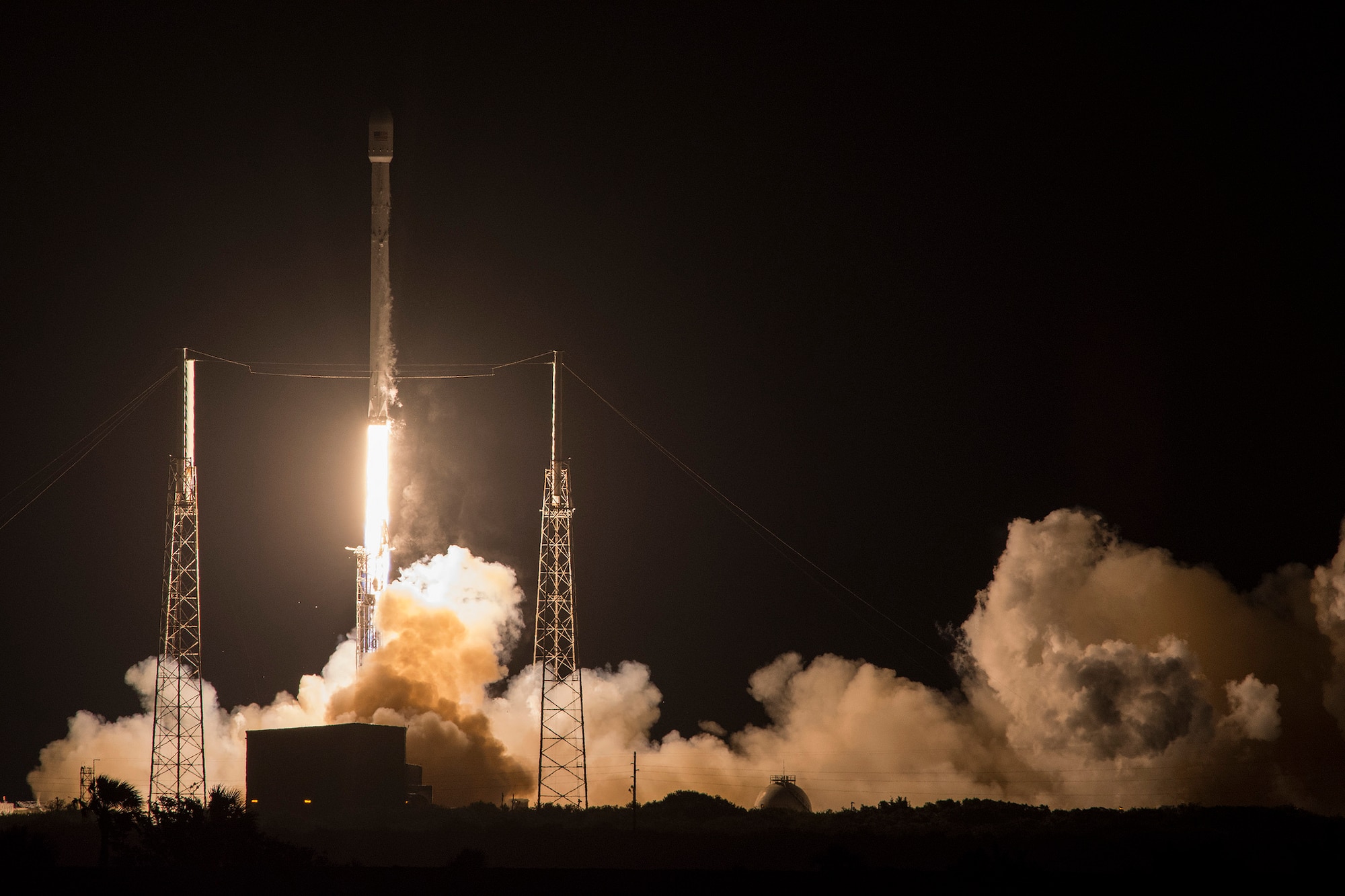 The U.S. Air Force's 45th Space Wing supported the successful SpaceX Falcon 9 JCSAT-14 launch May 6 at 1:21 a.m. EDT from Launch Complex 40 here. JCSAT-14 is a communications satellite designed and manufactured by Space Systems/Loral for SKY Perfect JSAT Corporation based in Tokyo, Japan.  The satellite is designed to provide TV programming and broadband services in Japan, Asia, Oceania, Russia and the Pacific region for at least 15 years, replacing an older satellite called JCSAT-2A. (Courtesy photo by SpaceX)
