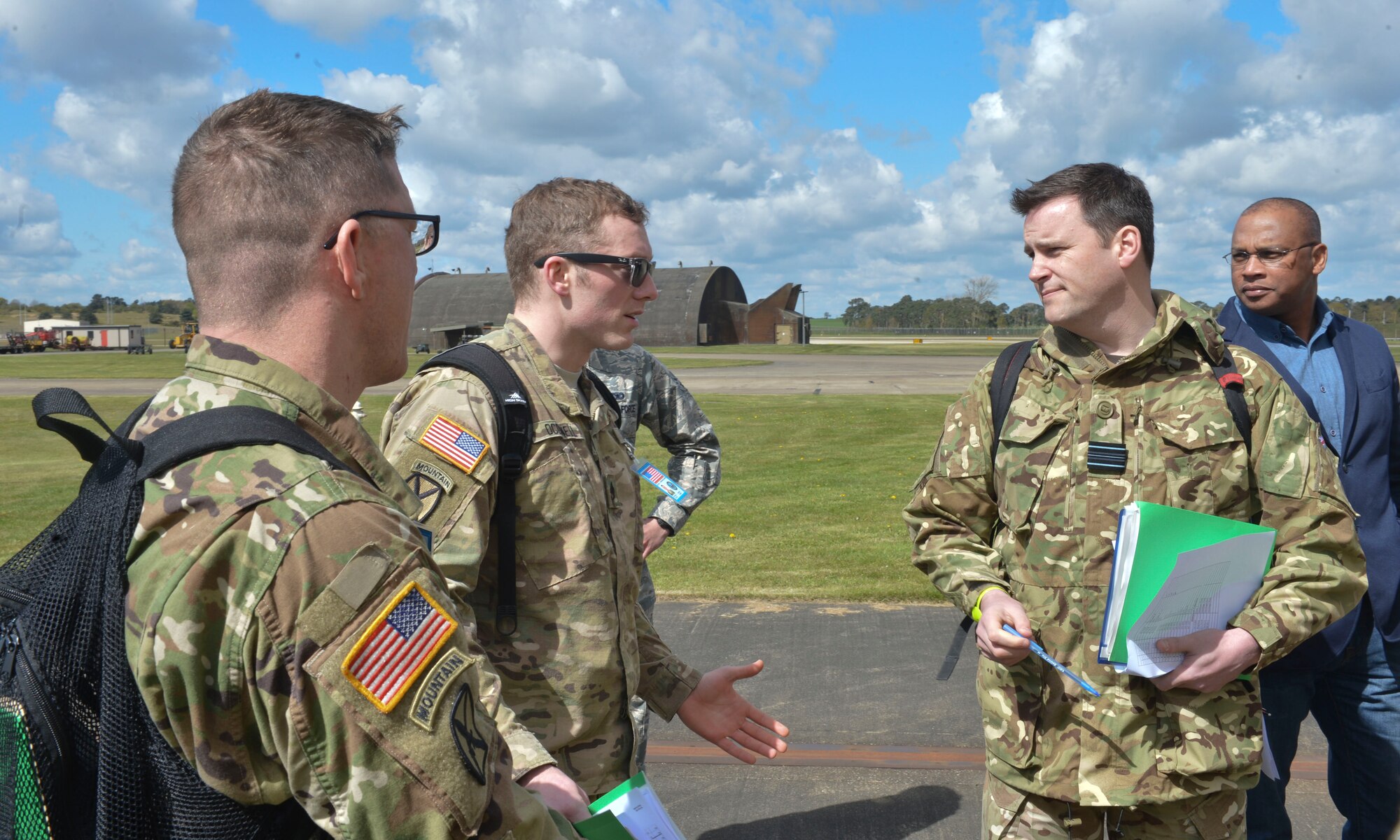U.S. and U.K. forces join together during a recent Conventional Forces in Europe Treaty exercise inspection at Royal Air Force Lakenheath, England, April 28, 2016. The CFE treaty was negotiated during the final years of the Cold War to limit the amount of combat equipment a nation had in their inventory, and provides for an inspection regime to verify holdings. (U.S. Air Force photo by Senior Airman Nigel Sandridge/Released)