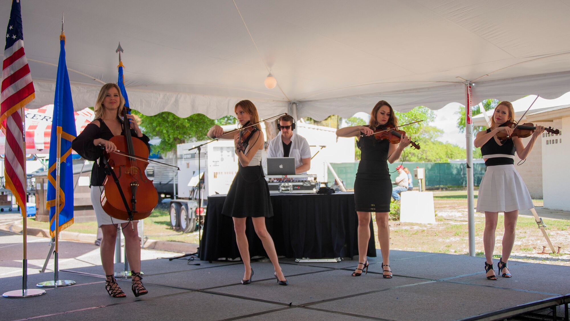 The band, Spinphony, plays live music for base personnel during the 96th Force Support Squadron’s Mission Breakfast May 4 at Eglin Air Force Base Fla. The Eglin commissary won a photo contest that awarded free breakfast to all Eglin members. (U.S. Air Force photo/Ilka Cole)