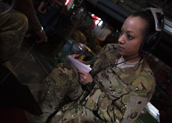 Staff Sgt. Marissa Pickraum, 455th Expeditionary Aeromedical Evacuation Squadron, checks a patients vital signs on a C-130J Super Hercules at Bagram Airfield, Afghanistan, May 05, 2016. Members of the 455th Expeditionary Aeromedical Evacutation Squadron routinely move critically ill servicemembers after they’ve been stabilized or received damage-control surgery. (U.S. Air Force photo by Senior Airman Justyn M. Freeman)
