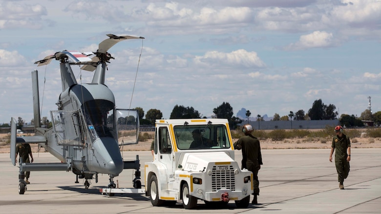 The Marine Corps’ first two Kaman K-MAX Helicopters arrived at Marine Corps Air Station Yuma, Ariz., Saturday, May 7, 2016. The K-MAX will be added to MCAS Yuma's already vast collection of military air assets, and will utilize the station’s ranges to strengthen training, testing and operations across the Marine Corps.