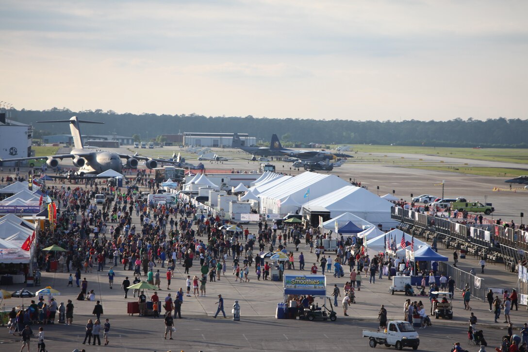 Air show patrons watch aerial displays and explore static displays during the 2016 MCAS Cherry Point Air Show – “Celebrating 75 Years” at Marine Corps Air Station Cherry Point, N.C., April 29, 30 and May 1, 2016.
This year’s air show celebrated MCAS Cherry Point and 2nd Marine Aircraft Wing’s 75th anniversary and is as much fun on the ground as it is in the air.
