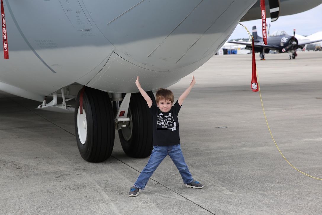 A child plays among the many static displays at the 2016 Marine Corps Air Station Cherry Point Air Show – “Celebrating 75 Years” at MCAS Cherry Point, N.C., April 29, 2016. This year’s air show celebrated MCAS Cherry Point and 2nd Marine Aircraft Wing’s 75th anniversaries and featured 40 static displays, 17 aerial performers and a concert. (U.S. Marine Corps photo by Lance Cpl. Mackenzie Gibson/ Released)
