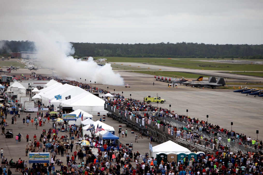 Jet powered vehicles zip past a crowd at the 2016 Marine Corps Air Station Cherry Point Air Show – “Celebrating 75 Years” at MCAS Cherry Point, N.C., April 29, 2016.
This year’s air show celebrated MCAS Cherry Point and 2nd Marine Aircraft Wing’s 75th anniversary and is as much fun on the ground as it is in the air.
