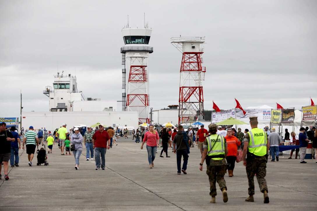 Members of the Provost Marshal's Office  provide security at the 2016 MCAS Cherry Point Air Show – “Celebrating 75 Years” at Marine Corps Air Station Cherry Point, N.C., April 29,30 and May 1, 2016.
This year’s air show celebrated MCAS Cherry Point and 2nd Marine Aircraft Wing’s 75th anniversaries and featured 40 static displays, 17 aerial performers and a concert.
