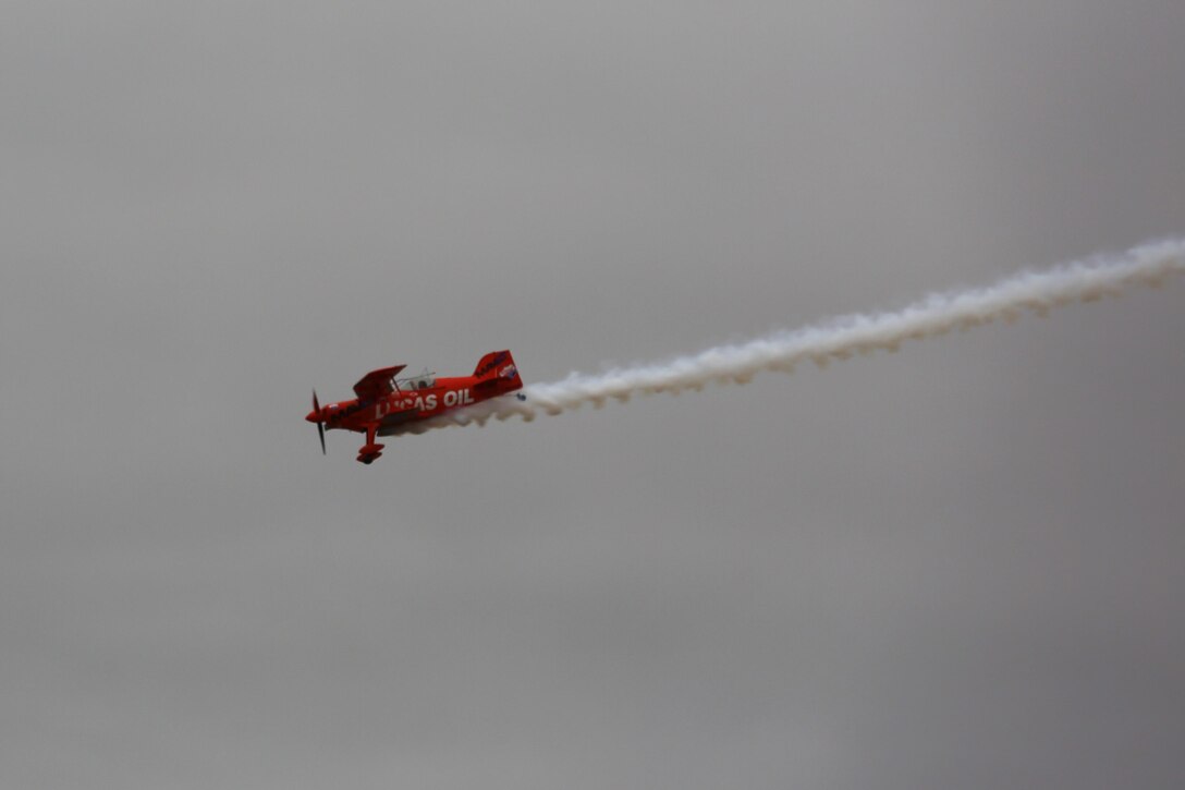 The Lucas Oil Aerobatics S1-11B team performs a nail-biting performance at the2016 Marine Corps Air Station Cherry Point Air Show – “Celebrating 75 Years” at MCAS Cherry Point, N.C., April 30, 2016. Michael Wiskus pilots the S1-11B “Pitts Special” is powered by 310 horsepower performed various solo aerobatics routines. This year’s air show celebrated MCAS Cherry Point and 2nd Marine Aircraft Wing’s 75th anniversaries and featured 40 static displays, 17 aerial performers and a concert. (U.S. Marine Corps photo by Lance Cpl. Mackenzie Gibson/ Released)