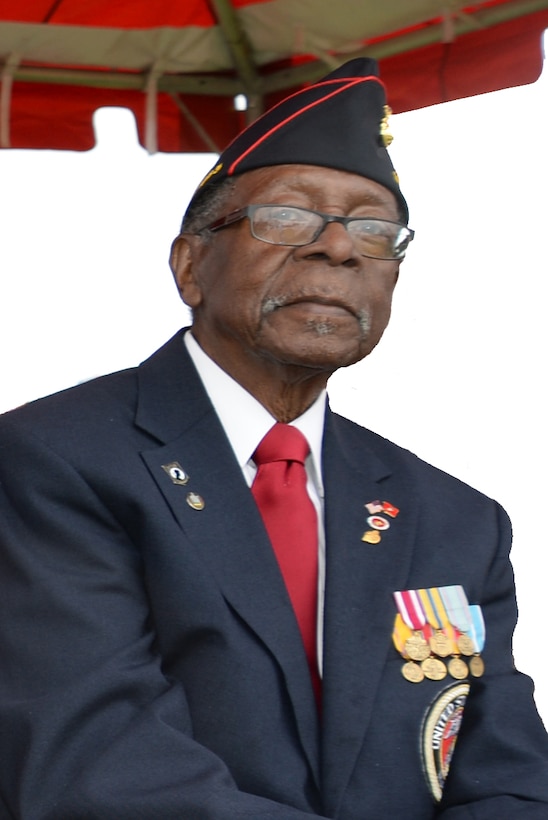 Henry L. Jackson, one of the original Montford Point Marines,  is a World War II veteran a retired U.S. Air Force master sergeant and a Congressional Gold Medal recipient. He was one of the 20,000 African-American Marines to attend basic training at Montford Point, North Carolina, on a mandate from then-President Franklin D. Roosevelt, during the period between 1942 and 1949. An icon at Marine Corps Logistics Base Albany, Jackson attends many of the installation’s events, tells the story of his earlier Marine Corps career and frequently gives advice to young Marines as well. He, recently, met one such Marine, Sgt. Frederick Graham, heavy equipment engineer maintenance chief, Organic Maintenance Unit, Marine Corps Logistics Command. Graham, who was recently selected as LOGCOM’s Noncommissioned Officer of the Quarter, listened as Jackson shared some of  his experiences as a Montford Point Marine seven decades earlier.

