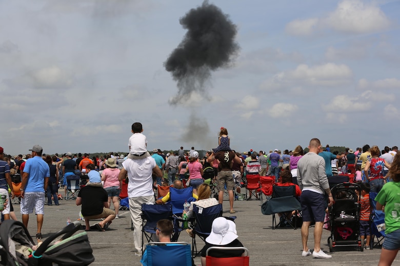 The Marine Air-Ground Task Force performs high speed demonstration on the flight line at the 2016 Marine Corps Air Station Cherry Point Air Show – “Celebrating 75 Years” at MCAS Cherry Point, N.C., May 1, 2016. The Marine Air-Ground Task Force is designed for swift deployment of Marine forces by air, land or sea. This year’s air show celebrated MCAS Cherry Point and 2nd Marine Aircraft Wing’s 75th anniversaries and featured 40 static displays, 17 aerial performers and a concert. (U.S. Marine Corps photo by Lance Cpl. Mackenzie Gibson/ Released)
