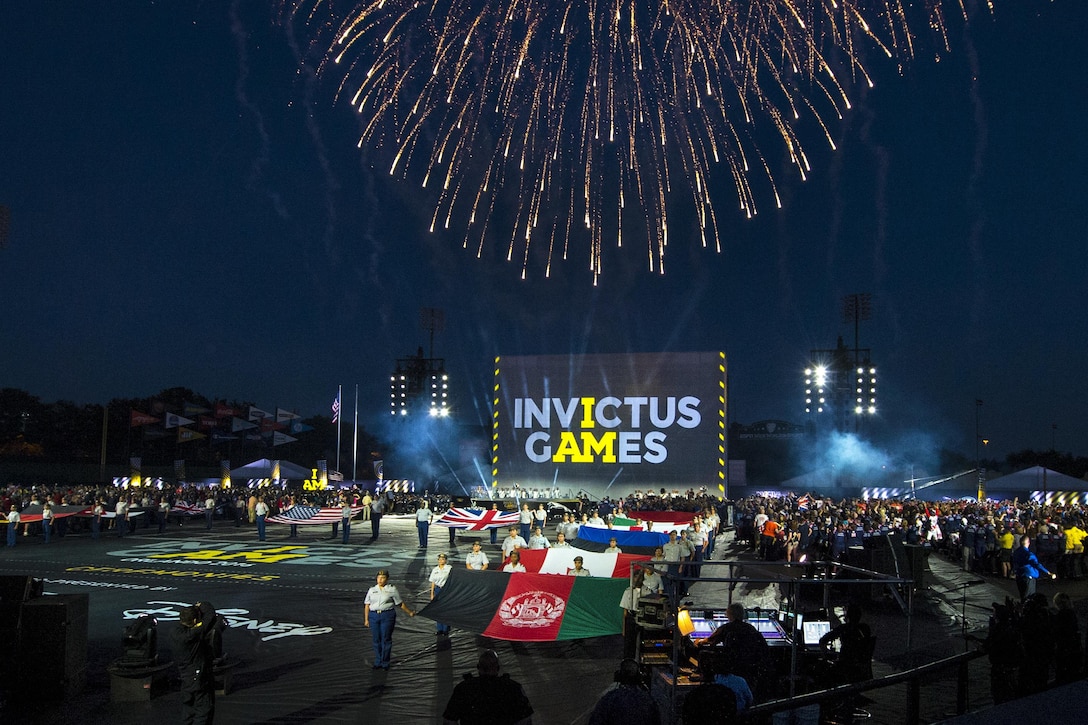 Fireworks explode over the opening ceremony for the 2016 Invictus Games in Orlando, Fla., May 8, 2016. DoD photo by EJ Hersom