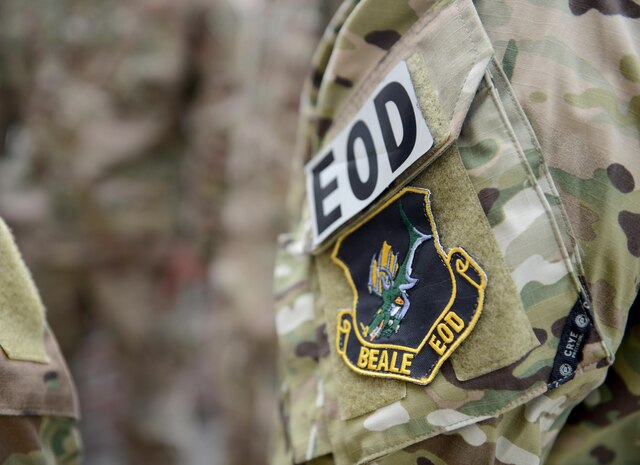 9th Civil Engineer Squadron explosive ordnance disposal, morale patch. (U.S. Air Force photo by Senior Airman Bobby Cummings)