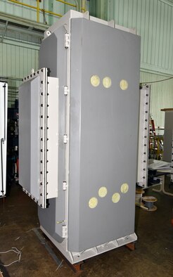 The enclosures for the test carts, used by the Propulsion Wind Tunnel facility at AEDC, house the data acquisition and control systems which are currently being updated. Pictured here is one of the new enclosures. (U.S. Air Force photo/Jacqueline Cowan) 