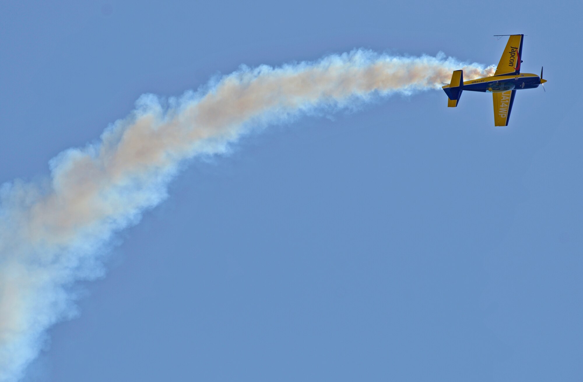 A Lufthansa Airbus A-320 performs during the 2016 Friendship Dayat Marine Corps Air Station Iwakuni, Japan, May 5, 2016. This year was the 40th Annual Friendship Day, offering a culturally enriching experience that displays the mutual support that the U.S. and Japan share. (U.S. Air Force photo by Senior Airman David Owsianka/Released)