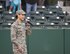 First Lt. Fanita Schmidt, 4th Space Operations Squadron, sings the national anthem prior to the game between Colorado Springs Sky Sox and Oklahoma City Dodgers at Security Service Field in Colorado Springs, Colorado, Friday, May 6, 2016. Airmen from Schriever and Peterson Air Force Bases, Cheyenne Mountain Air Force Station and U.S. Air Force Academy participated in the event as part of the Sky Sox’s Air Force Appreciation Night. (U.S. Air Force photo/Tech. Sgt. Julius Delos Reyes)